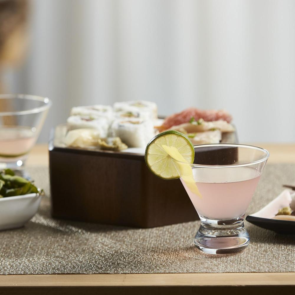 Cosmopolitan Stemless Martini Glasses Set Dishwasher Safe Holiday Martini Glass Lightweight Cocktail Glass Set for Wedding Party
