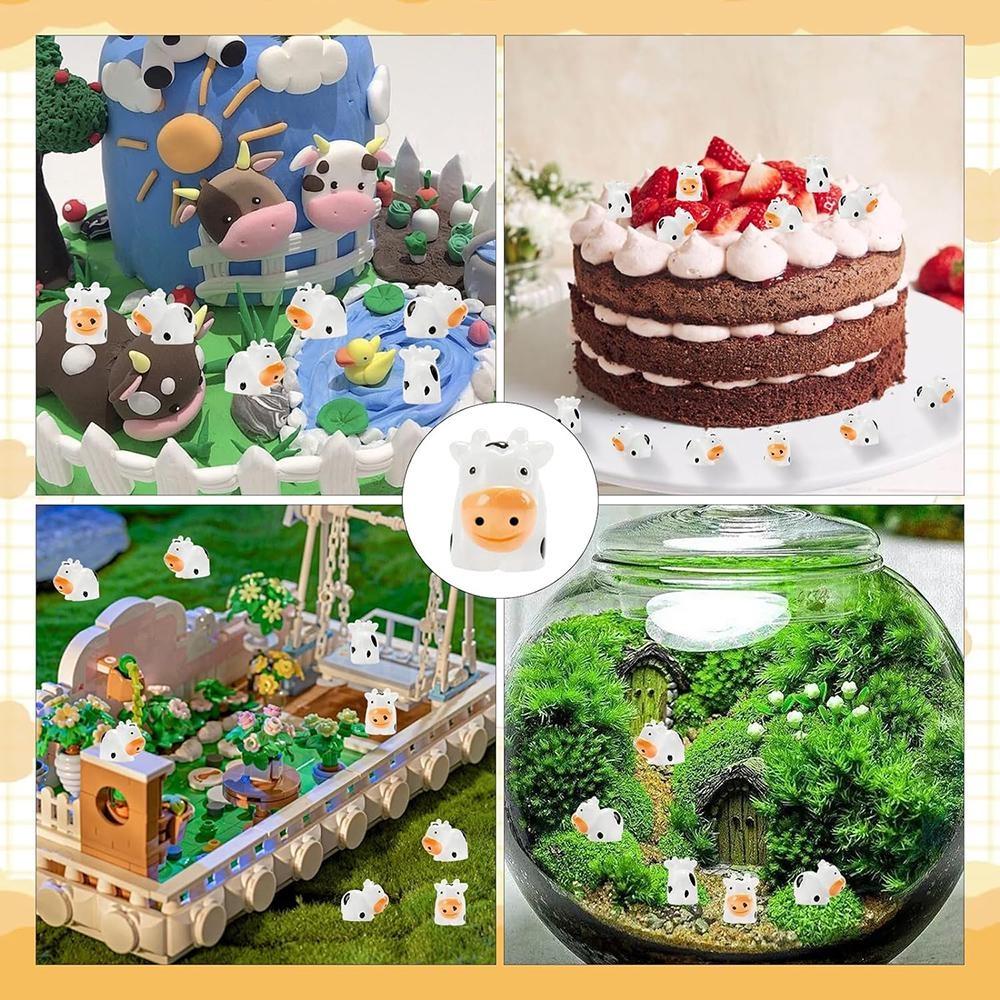 50 шт. мини-фигурки коровы, смола, корова, миниатюрные фигурки животных, сказочный сад, миниатюрный пейзаж с мхом, поделки своими руками
