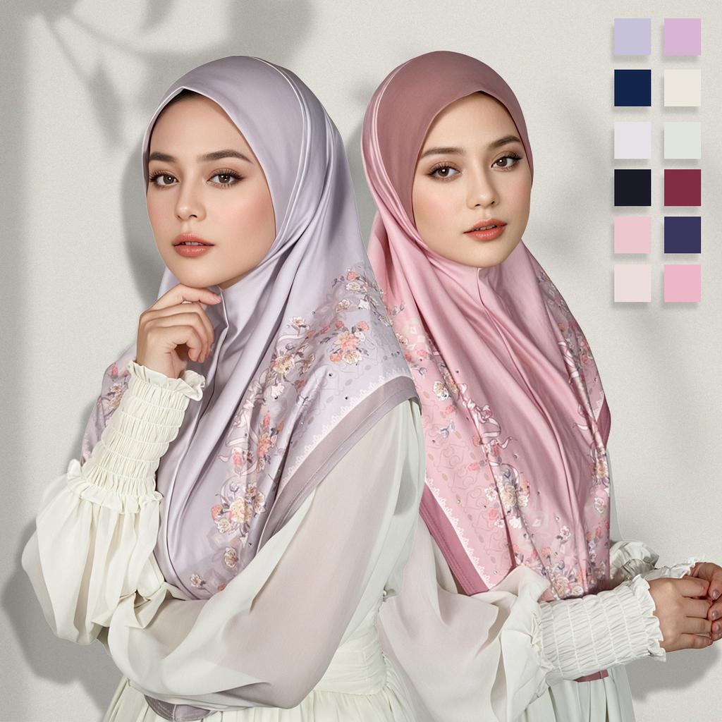 Muslim Hijabs Women Head Wrap Square Scarf Floral Print Turban Cap