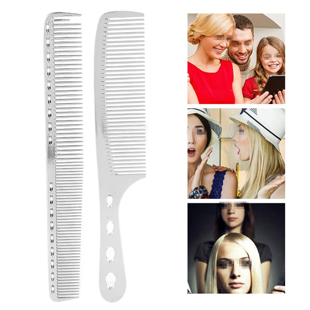 Набор из 2 предметов, расческа для волос, алюминиевая, нержавеющая сталь, антистатическая, редкая расческа для стрижки волос, инструмент для красоты