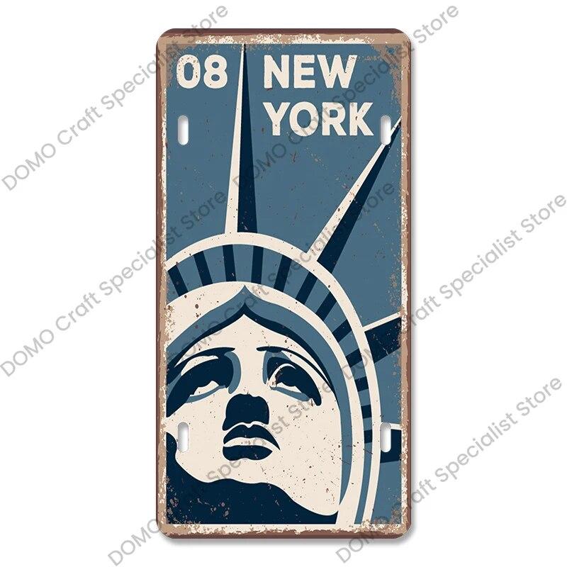 National Landmark Poster Car License Plate Retro France New York Australia Metal Tin Signs Wall Decor Garage Car Club