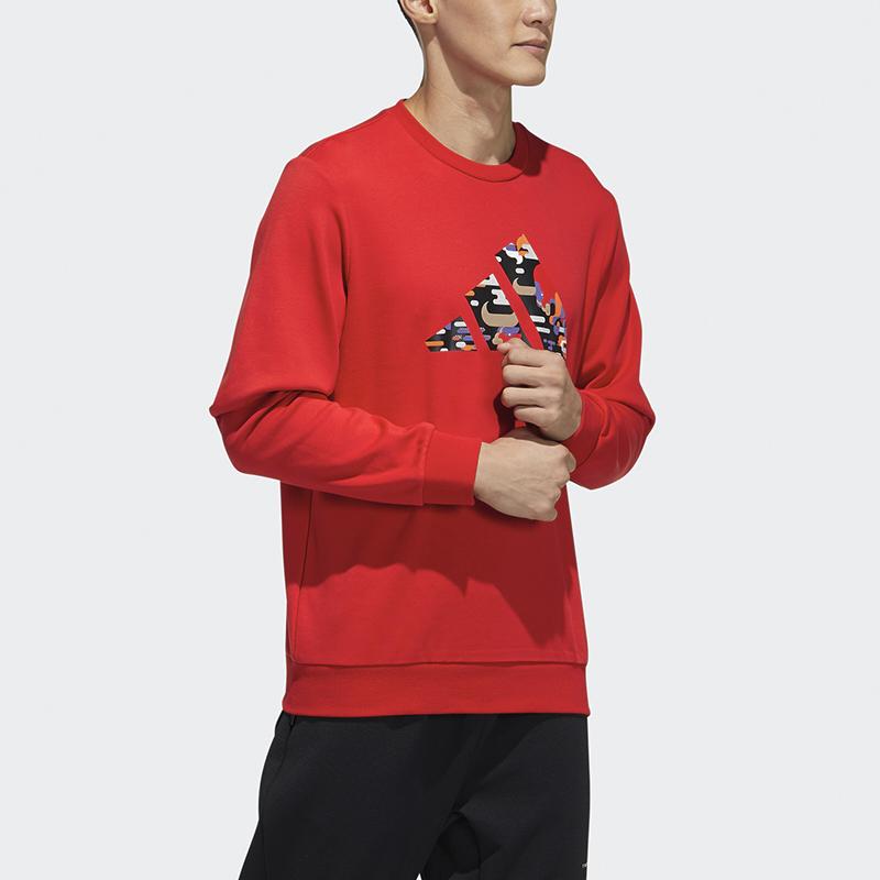adidas Пуловер с принтом логотипа CNY Series Gfx Swt, мужские топы, светло-малиновый GP1838