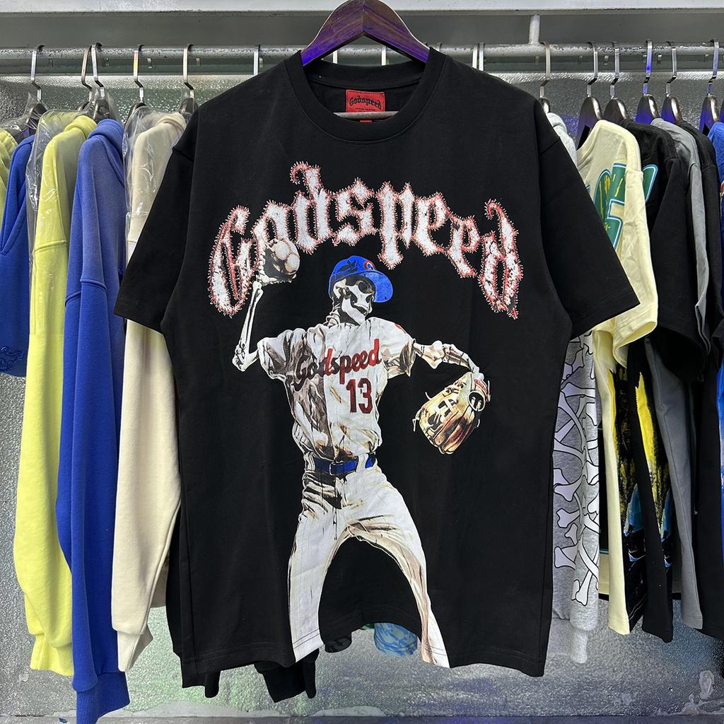 Godspeed American High Street Loose Teen Couple Crew Neck Pullover Casual Commuter ins Short Sleeves