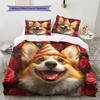 Dog with Birthday Hat Pattern Bedding Quilt Set  Home Decoration  Gift (1 * duvet cover + 2 * pillowcase  without core)