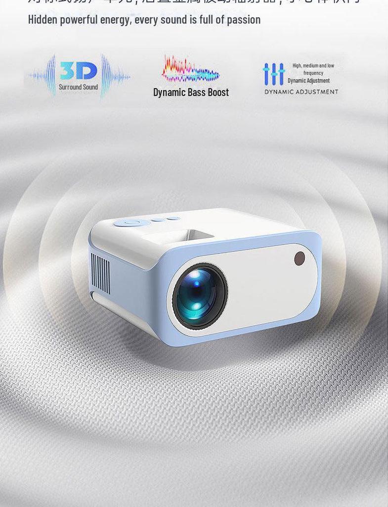 Трансграничный портативный HD-проектор с коррекцией трапецеидальных искажений для домашнего кинотеатра и боковой/фронтальной проекции