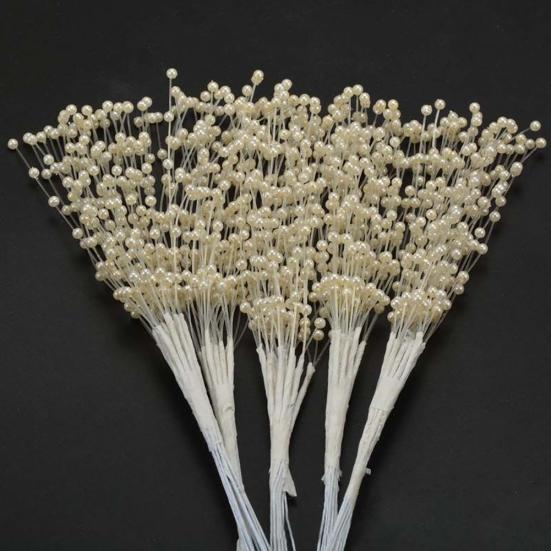 10Pcs/Set Flower Bunch Ravishing for Living Room No Withering Stems Handmade Faux Pearl Bead Spray Wedding Bouquet Beautiful