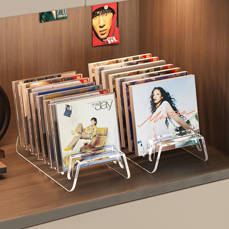 Стойка для CD, Стойка для демонстрации альбомов, Прозрачная полка для хранения пластинок и кассет, Многофункциональная настольная стойка