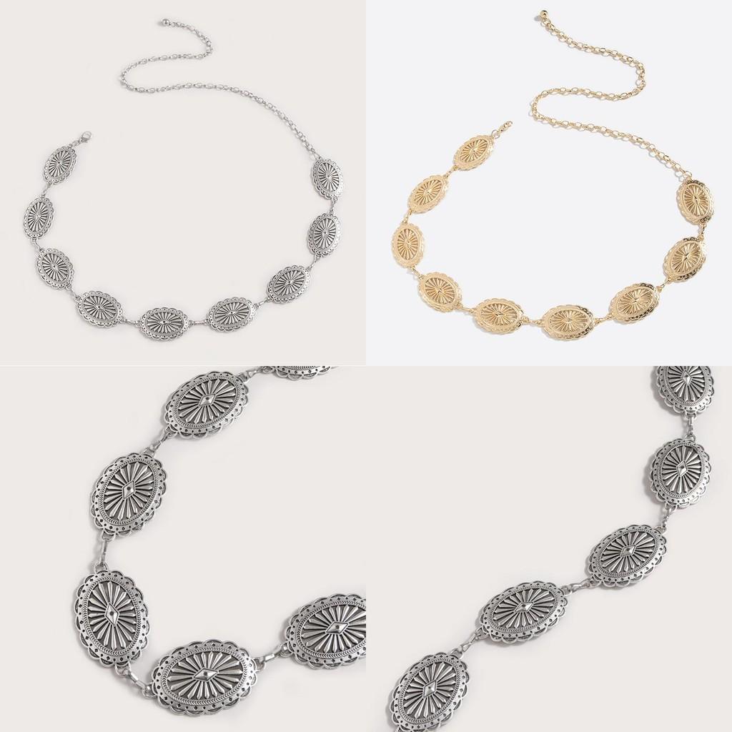 Decoration Hollow Metal Waist Chain With Carved Details Women Accessory Fashion