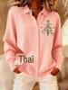 2026 New Women's 3D Print Lapel Cardigan Knit Shirt - European American Christmas Autumn Winter Top