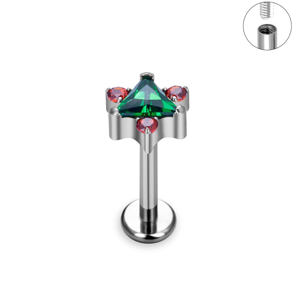 G23 Титановые серьги-гвоздики с узором из цветов и листьев, украшенные фианитами, лабрет, гвоздик для губ, хрящ козелка, серьги-ракушки, ювелирные изделия