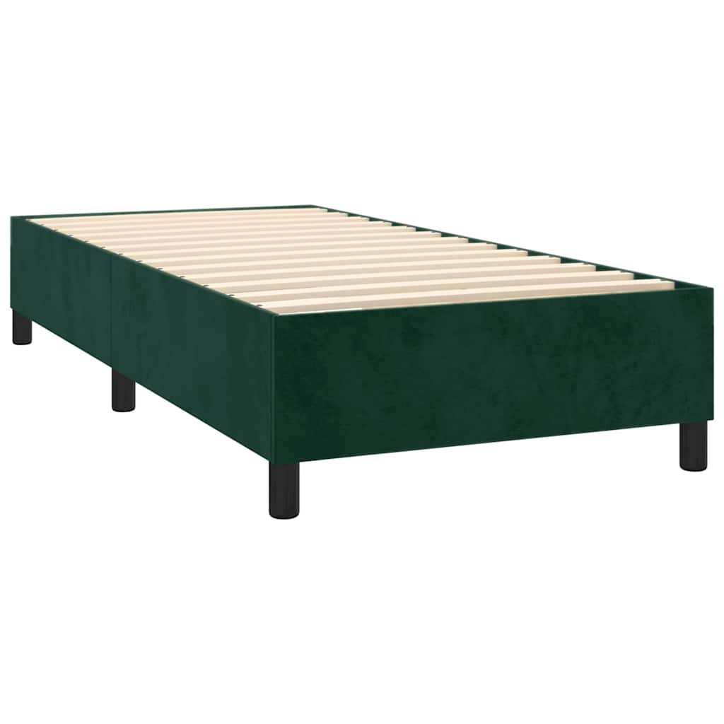Box Spring Bed with Mattress Dark Green 100x200 cm Velvet