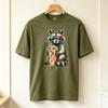 American Cartoon Pop Art Cool Raccoon Sunglasses Iced Coffee Graphic Crew Neck T Shirt Unisex Unisex Unisex Cotton Short Sleeve Top