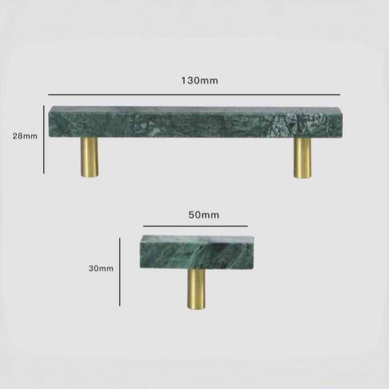Nordic Light Luxury Marble Brass Square Pulls Double Single Hole for Cabinet Wardrobe Door Drawer Furniture Hardware Handle