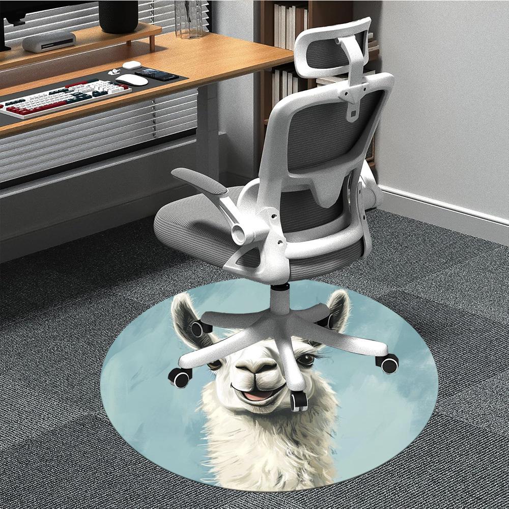 1pc Llama Art Print Chair Carpet for Office, Soft, Non-Slip Polyester Mat, Office, Living Room, Bedroom, Durable Polyester yy251207151