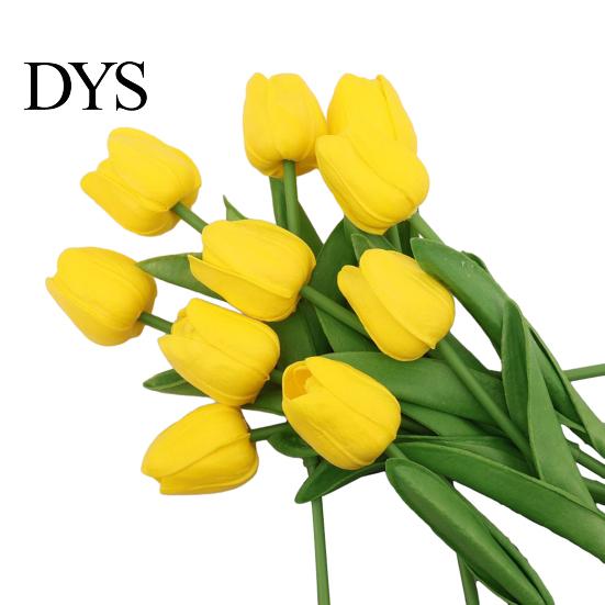 Realistic Tulip Flower 6 Pcs Artificial Flowers Real Touch Faux PU Bouquet Tulips Fake Arrangement for Home Room Office Party Wedding Decoration