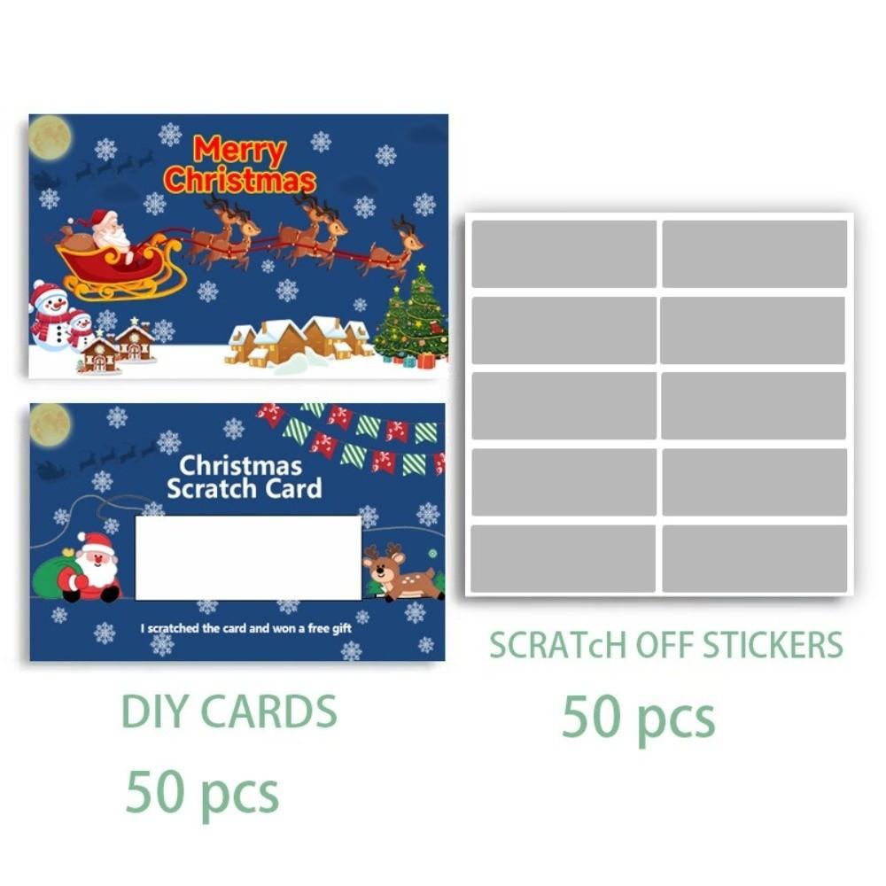 50Pcs/Set DIY Christmas Scratch Off Cards Cartoon Kids Christmas Reward Cards Christmas Party