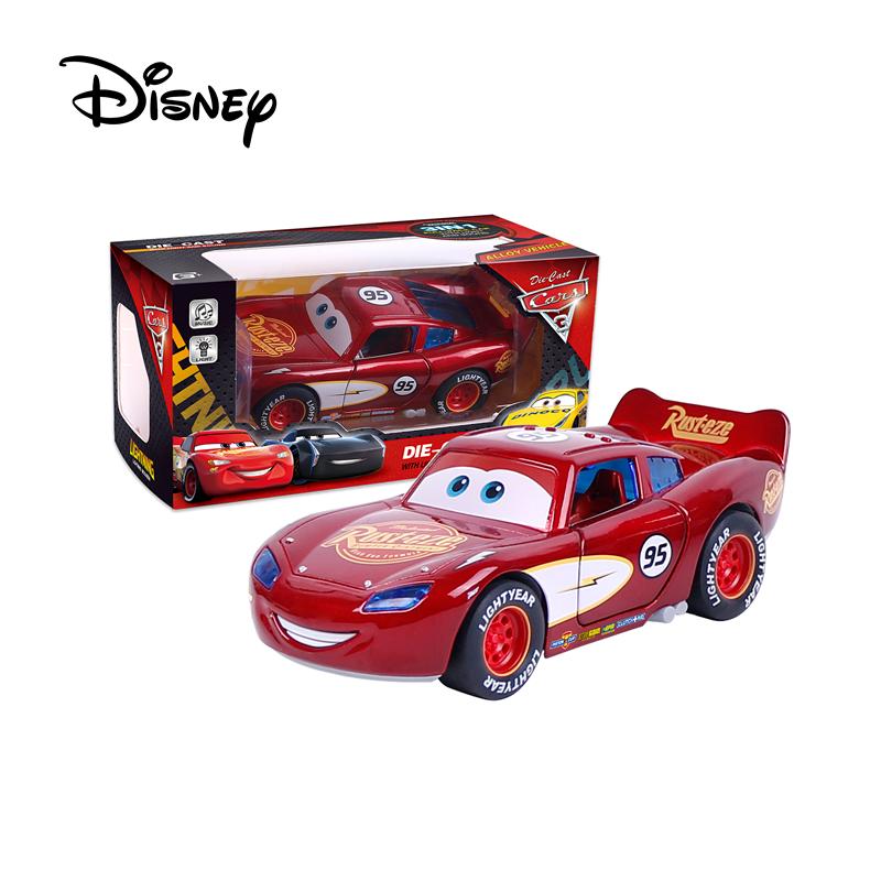 Disney История игрушек 3 Модель машины Молния Маккуин Металлическая литая с подсветкой Инерционная с оттягивающимся механизмом Колеса Высунуть язык Игрушки Тачки