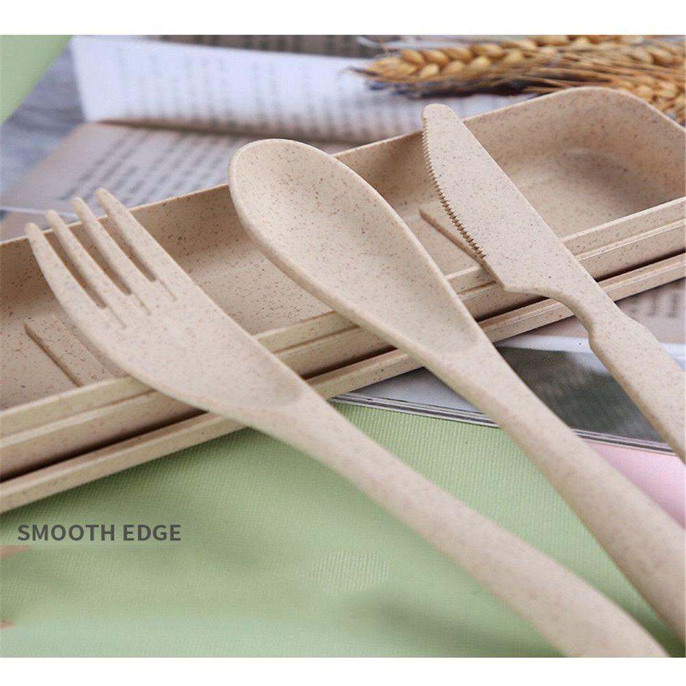3PCS Eco-friendly Cutlery Box Kitchen Supplies Fork Spoon Tableware Dinnerware Sets Travel Cutlery