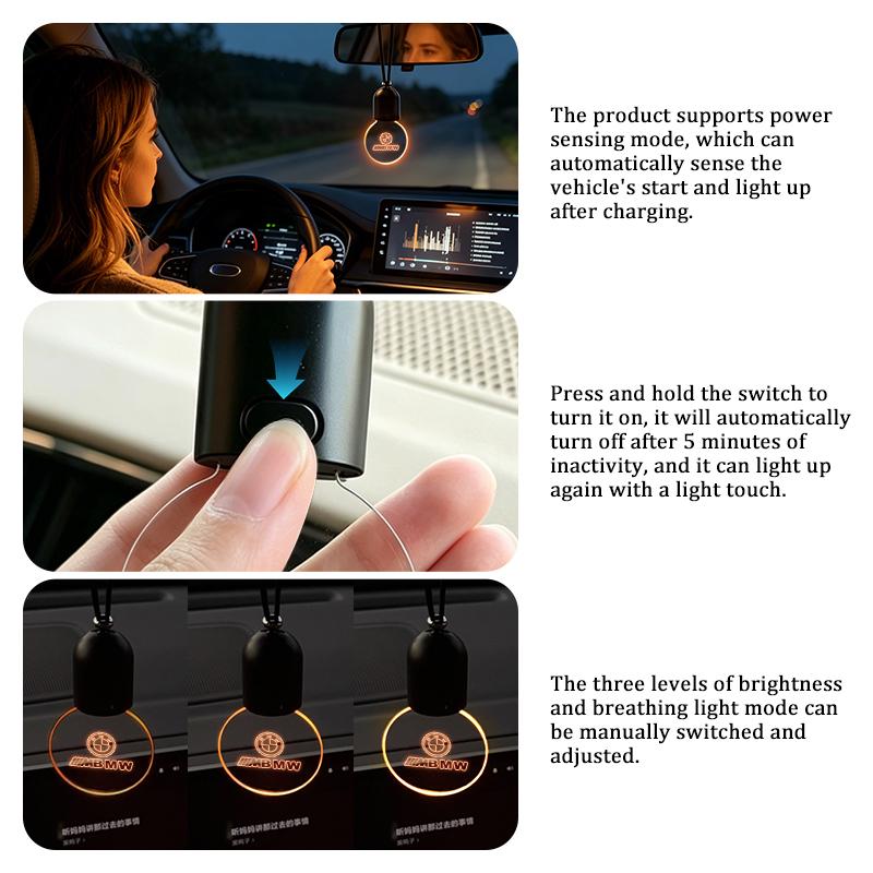 Car Decor Rear View Mirror Luminous Acrylic Hanging Glow Pendant For BMW M F10 F20 F30 F40 F15 F25 F26 F31 F49 E62 E83 E84 AJ4