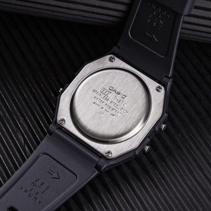 Casio Серия для молодежи Маленькие квадратные Классические Ретро Водонепроницаемые часы Мужские часы Сине-серые F-91W-3