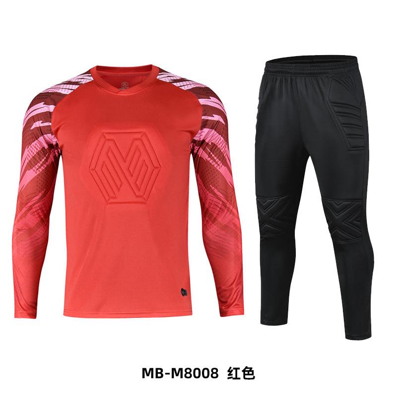 Football goalkeeper jersey set Men's adult long-sleeved sponge pads Game training goalkeeper jersey Spot wholesale