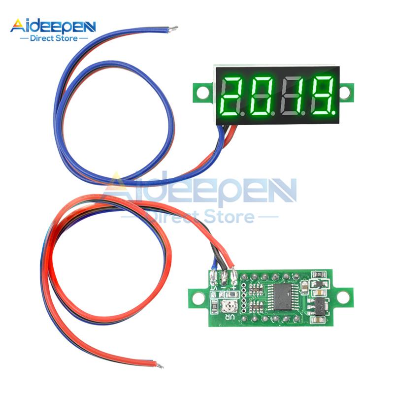 0.36 inch DC 0-100V Mini 3 Wires 4 Bit LED Digital Voltmeter 0.36" DC 0.000V-100.0V Voltage Meter Voltage Tester 12V 24V