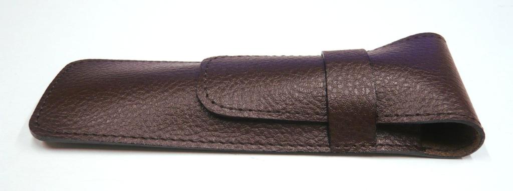 Набор из 2 пеналов из зернистой коровьей кожи шоколадного цвета, металлического стержня и вращающейся шариковой ручки с эпоксидной смолой, черный SASTYO-701S-WD002-B-2