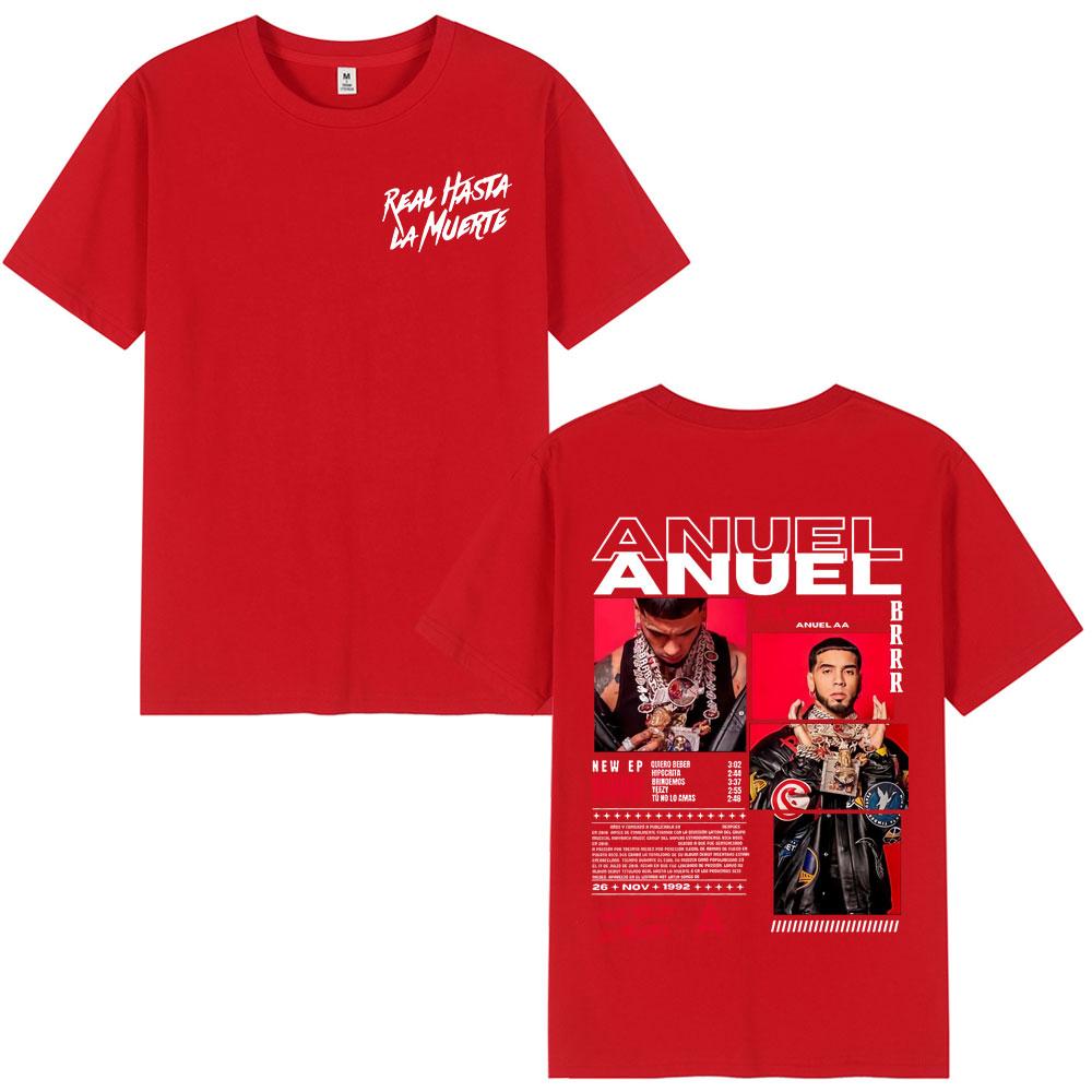 Rapper Anuel AA Real Hasta La Muerte Tour 2025 New Album T Shirts Unisexs Fashion Hip Hop TShirts 100 Cotton Short Sleeve TShirt