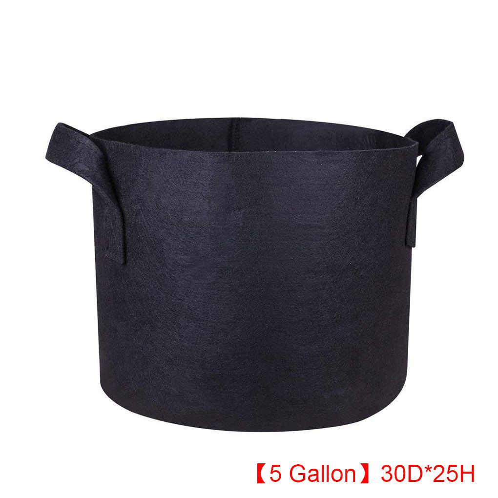 Portable 5 Gallon Black Growing Bags Non Woven Fabric Planting Ponches Shape Flower Pot