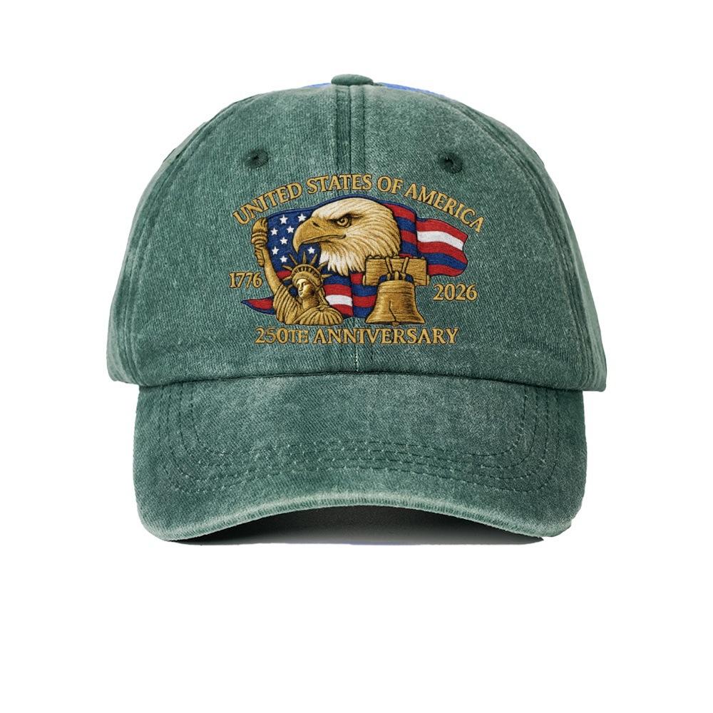 Hot-selling washed retro printed baseball cap American anniversary men's and women's caps Embroidery production log