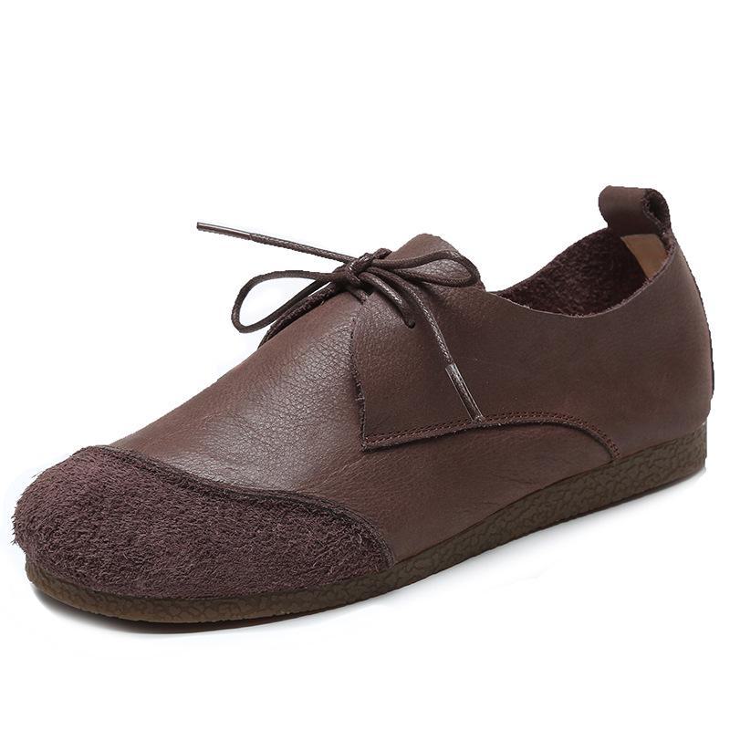 Туфли Mori Girl Retro Art Handmade Leather Lace Up Flats - Универсальная, дышащая и удобная женская обувь