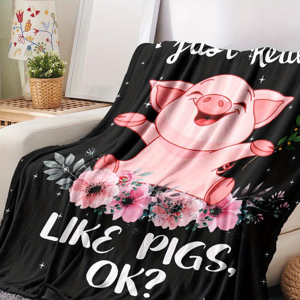 Pink cartoon pig blanket pet piggy flannel blanket home sofa travel blanket