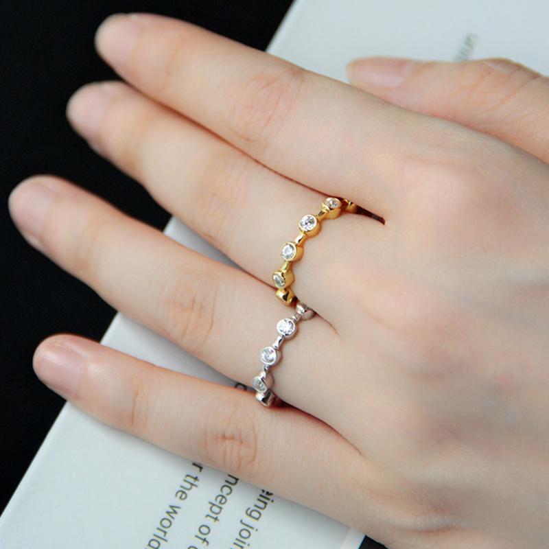 ANENJERY Тонкие кольца с микроинкрустацией цирконом для женщин, кольца с индивидуальным темпераментом, регулируемый праздничный подарок