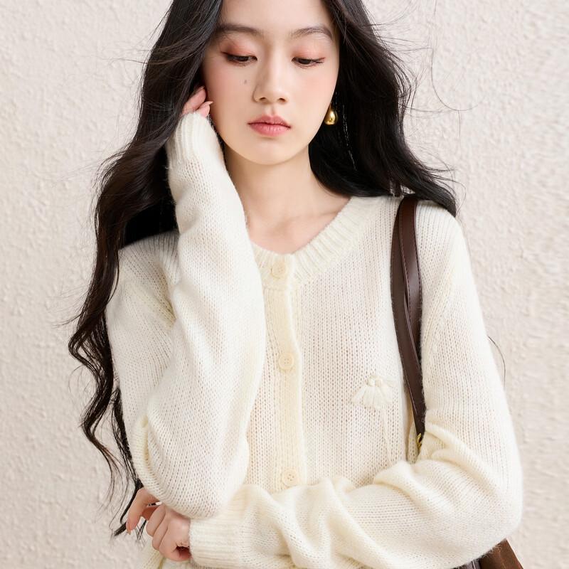 Sancai Winter Floral Knit Cardigan