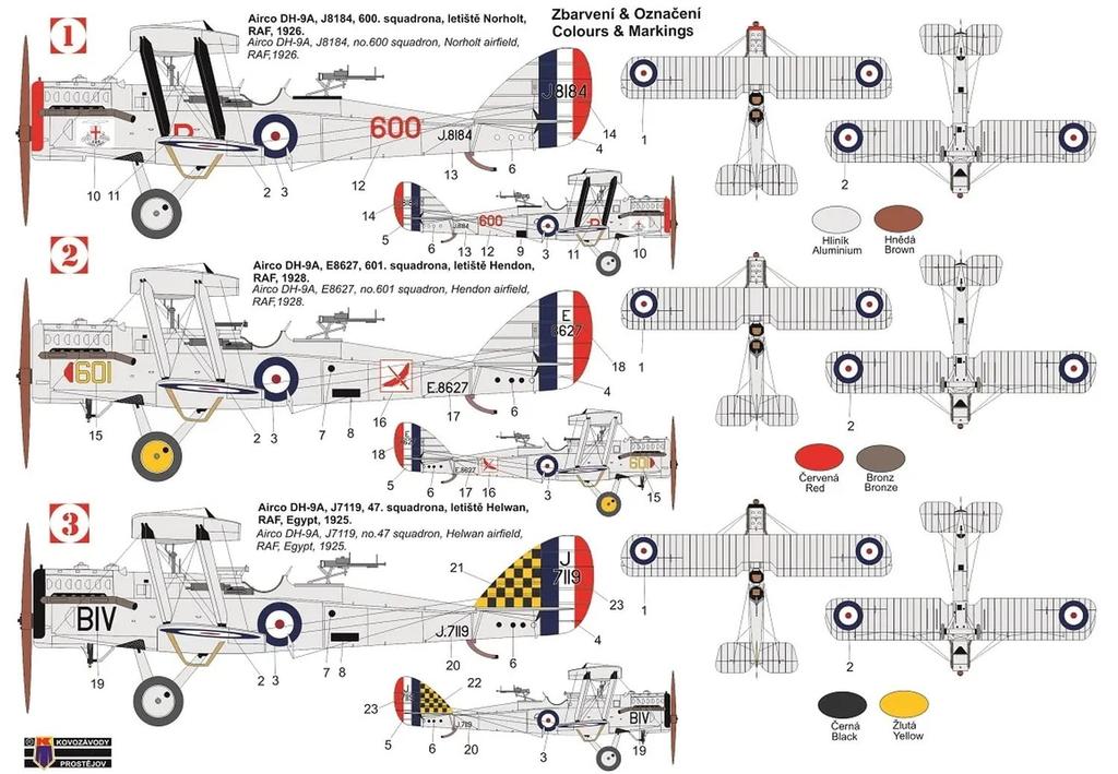 KP Models Королевские ВВС Airco Silver Wing Пластиковая модель KPM0312 1/72 DH-9A (Формованный цвет)