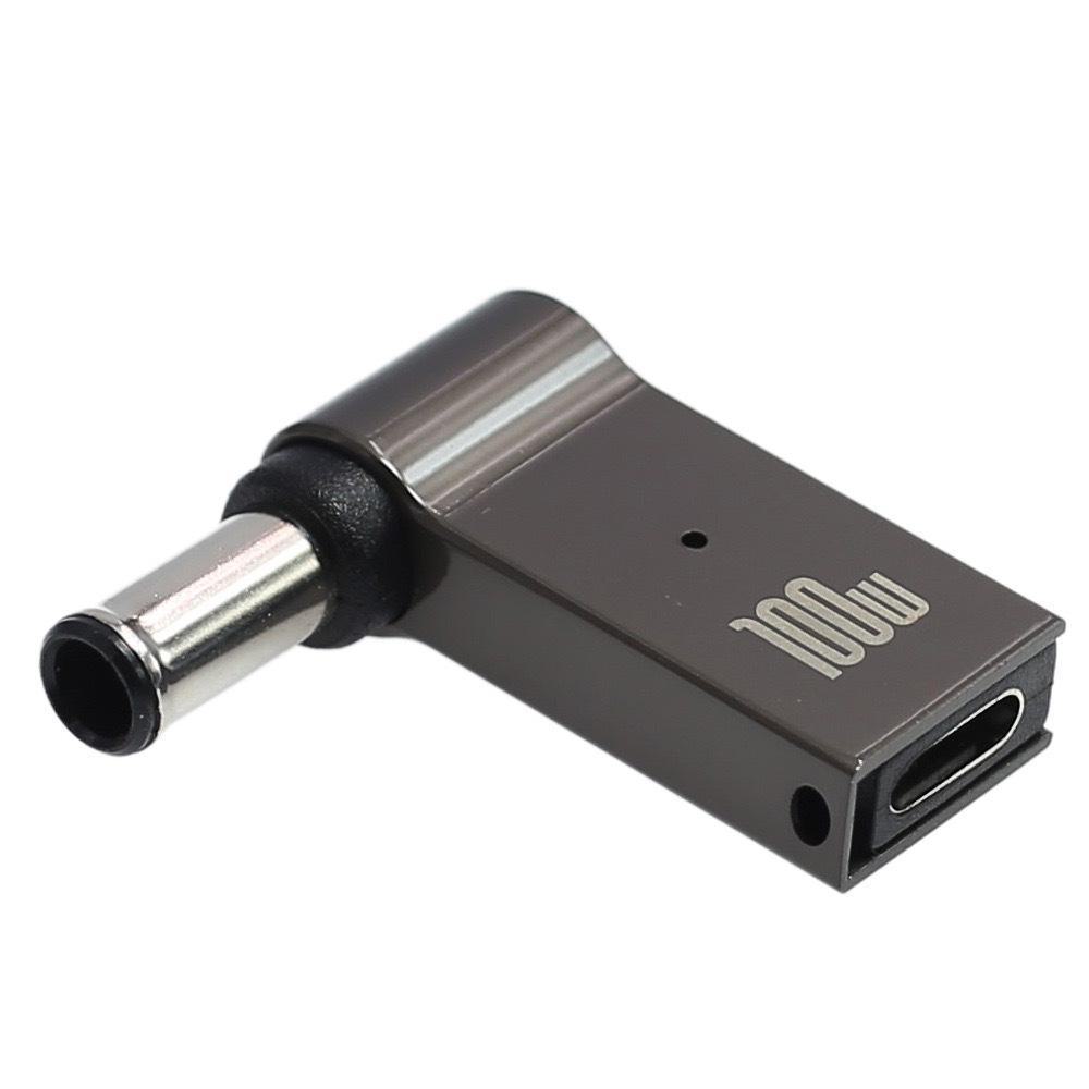 Адаптер постоянного тока PD Induction Elbow из цинкового сплава мощностью 100 Вт: Type-C Female к Lenovo Square Port 1145, 20 В
