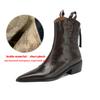 Krazing Pot Sheep Skin Autumn Winter Shoes Med Heels Size 43 Western Boots High Quality Slip On Ankle Boots