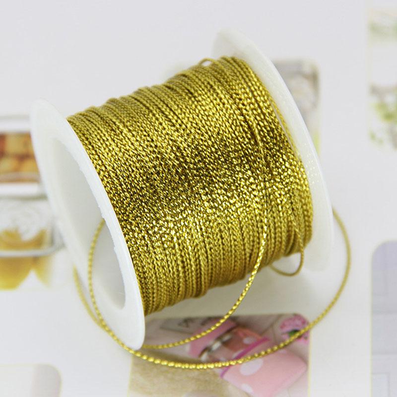 20m/roll 1mm Gold Silver Red Cords Metallic Rope Thread String Strap Gift Wrap Ribbon Cord Bracelet No-slip Hang Tag