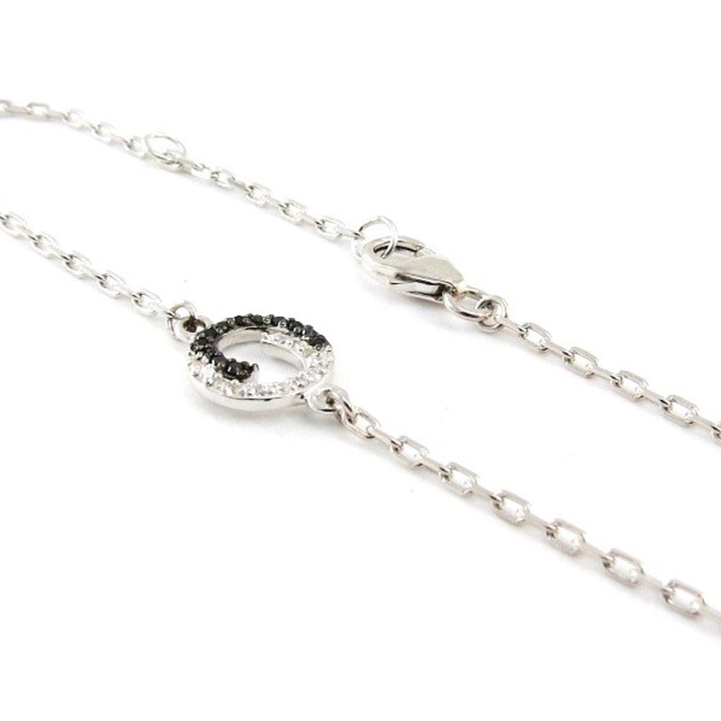 Les Trésors De Lily [J0850] - Silver Bracelet 'Scarlett' Black White (rhodium-plated) - 10 Mm