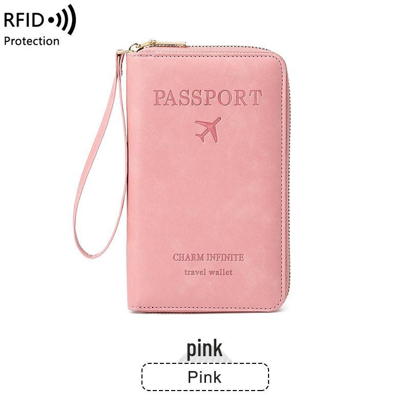Multifunctional RFID Passport Holder & Travel Wallet with Ticket Storage and Zipper