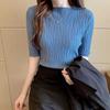 Свитер с половиной высокого воротника, женский свободный тонкий вязаный свитер с длинными рукавами, осень-зима, новая нижняя рубашка