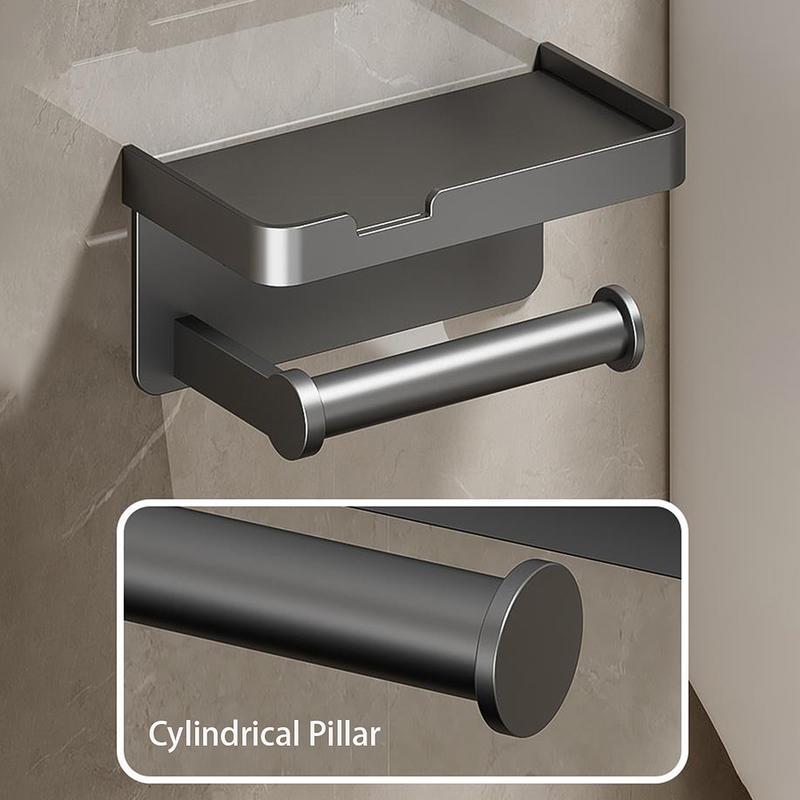Aluminum Alloy Paper Holder Wall-Mounted Toilet Roll Paper Holder No Drilling Bathroom Kitchen Paper Holder