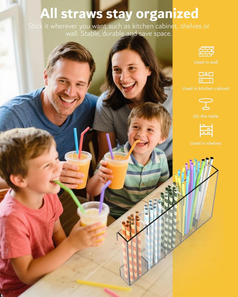 Acrylic straw rack, kitchen counter, tableware storage and finishing bracket, disposable straw display storage rack