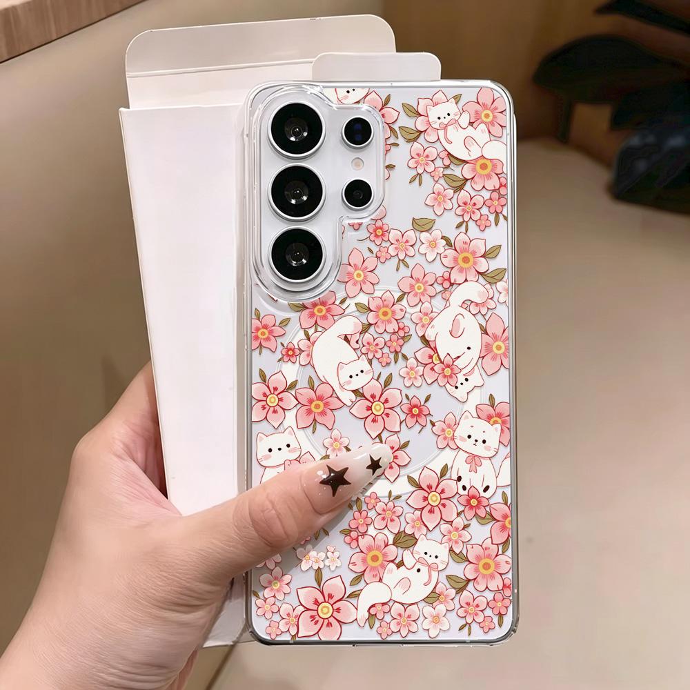Цветочный чехол для телефона Samsung A57 A37 A56 5g A17 A07 A16 A06 A15 A55 A54 A35 A26 S25 S24 S26 Ultra Для Magsafe Магнитная крышка