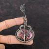 Родонит Медный кулон Медная проволока обернутая ювелирное изделие Драгоценный камень кулон Медная проволока обернутая кулон ручной работы гитара ювелирное изделие подарок для нее