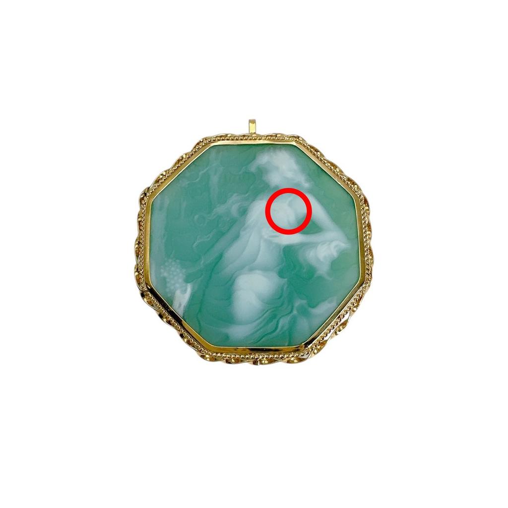 18K cameo Pendant top K18 Gold green Women Used