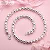 925 Sterling Silver Wedding Jewelry 8mm Beads Necklace