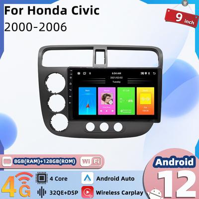 Автомобильное радио 2 Din для Honda Civic 2000-2006 Android, автомобильный стерео мультимедийный плеер, навигация, WIFI, FM, GPS, аудио, автомагнитола, головное устройство