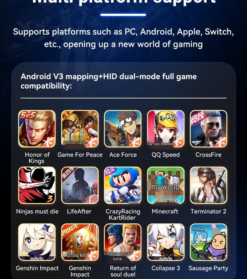 Игровой контроллер D6mini Stretch с беспроводным/проводным двойным режимом для SWITCH, Android, iOS и мобильных телефонов