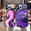 Фиолетовый мраморный чехол для телефона для Iphone 14 13 11 12 Pro Max Mini Xs Xr X 7 8 6s Plus Se 2022, задние чехлы из закаленного стекла